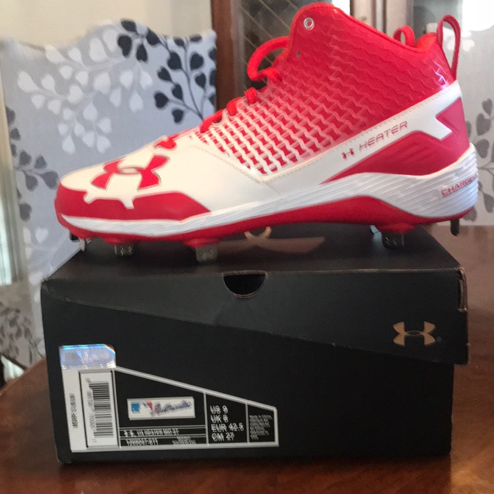 Red Under Armor cleats(metal spikes)
